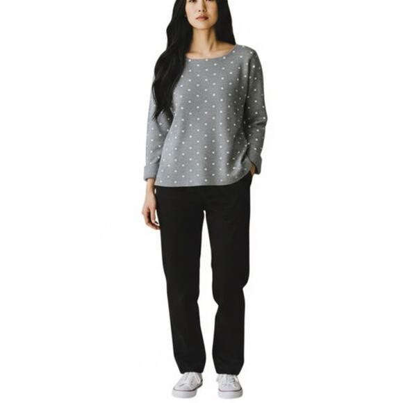 Cynthia Rowley Gray Polka Dot Chenille Top Medium - Picture 2 of 10